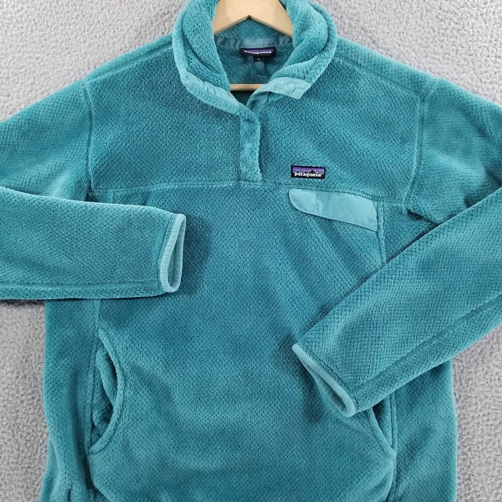 Patagonia Fleece Pullover Women XL Teal Re-Tool Snap T High Pile Polartec Jacket